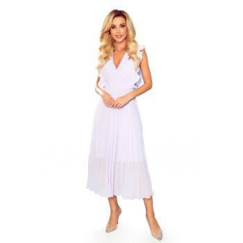 Rochie midi casual plisata alba