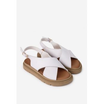 Sandale dama din piele alba