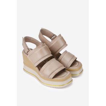 Sandale dama  taupe cu platforma