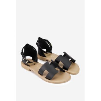 Sandale negre din piele naturala pentru femei