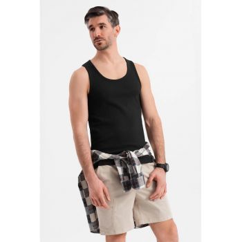 Top din amestec de bumbac cu model uni