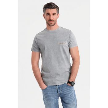 Tricou cu decolteu la baza gatului si imprimeu pe spate