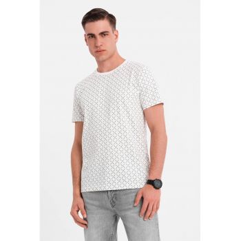 Tricou cu decolteu la baza gatului si model geometric