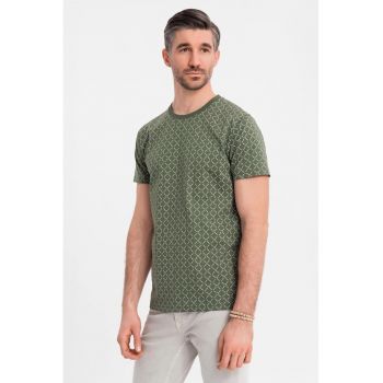 Tricou cu decolteu la baza gatului si model geometric