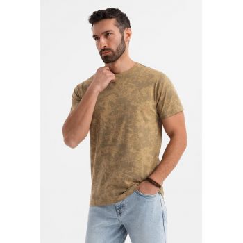 Tricou cu decolteu la baza gatului si model tie-dye