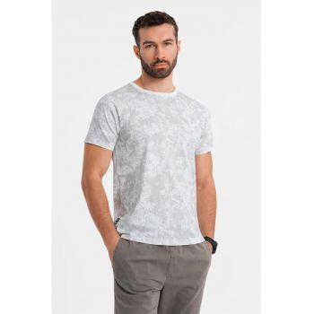 Tricou cu decolteu la baza gatului si model tie-dye
