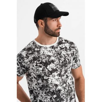 Tricou cu decolteu la baza gatului si model tie-dye