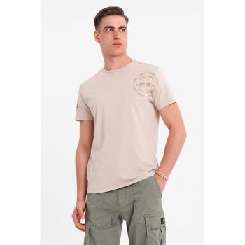 Tricou de bumbac cu decolteu la baza gatului