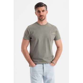 Tricou de bumbac cu decolteu la baza gatului