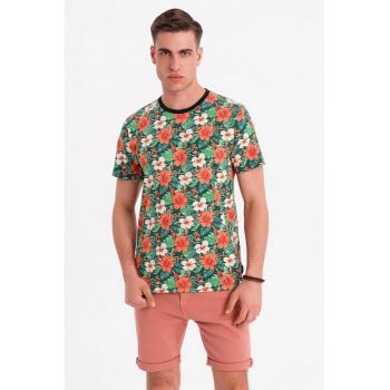 Tricou din bumbac cu model floral