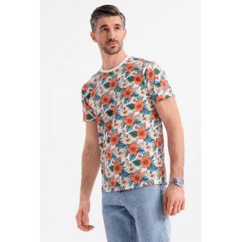 Tricou din bumbac cu model floral