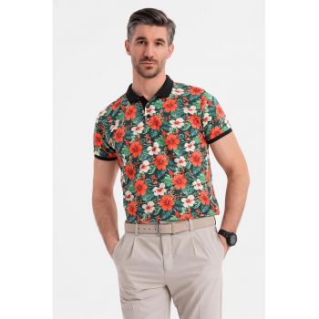 Tricou polo cu model floral
