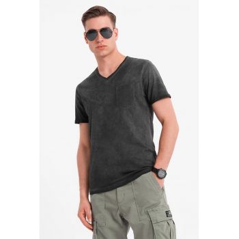 Tricou uni cu decolteu in V