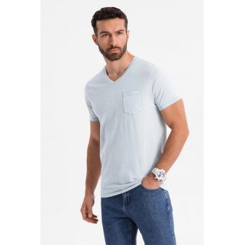 Tricou uni cu decolteu in V