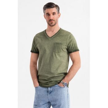 Tricou uni cu decolteu in V