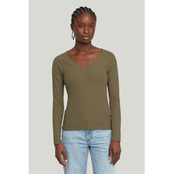 Bluza slim fit cu decolteu in V