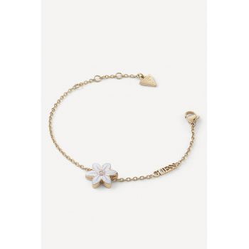 Bratara de otel inoxidabil cu talisman in forma de floare