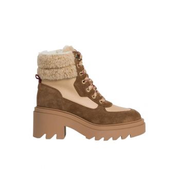 Ghete dama -  Piele naturala - Bej/Maro -