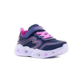 Pantofi sport pentru bebeluși  Heart Lights - Retro Hearts intermitenți - bleumarin