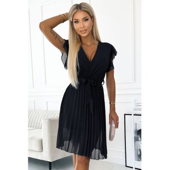 Rochie din sifon cu volanase pe umeri -