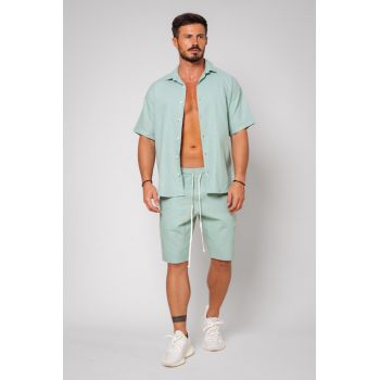 Set din IN camasa maneca scurta si pantalon scurt Light Olive 13007