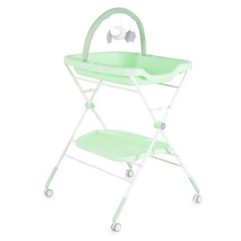Set Multifunctional Masuta schimbat scutece pliabila cu Saltea Cangaroo Croco Verde,Saltea cu Taliometru,Husa detasabila cu fermoar,Inaltime reglabila pe 5 nivele,Roti cu blocare,Bara cu jucarii,Organizator,Polita accesorii