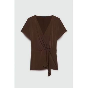 Bluza cu maneci scurte si decolteu cache-coeur