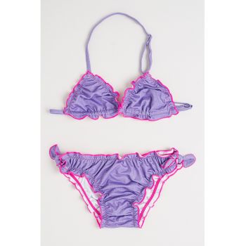 Costum de baie din doua piese cu margini contrastante