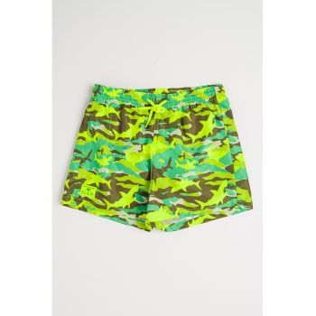 Pantaloni scurti cu model si snur in talie