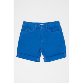 Pantaloni scurti cu model uni si terminatii pliabile