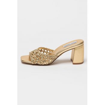 Papuci cu toc de piele ecologica Lovesick