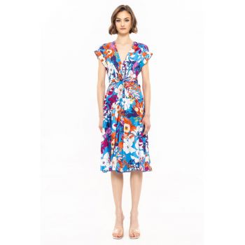 Rochie cu maneci scurte si model floral
