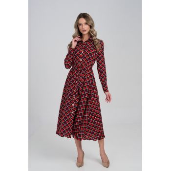 Rochie cu nasturi si model geometric