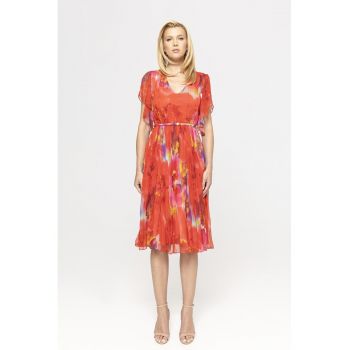 Rochie din matase cu model abstract