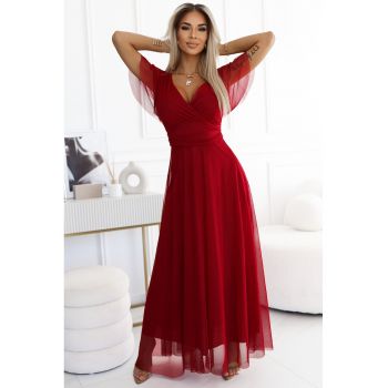 Rochie lunga cu decolteu si maneca scurta -