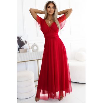 Rochie lunga cu decolteu si maneca scurta -