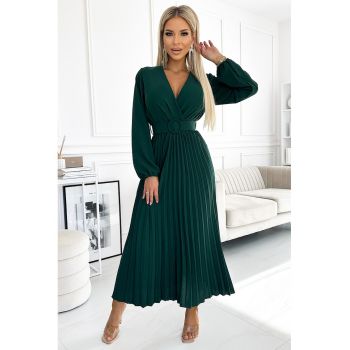 Rochie midi plisata cu decolteu -