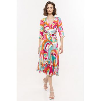 Rochie plisata cu imprimeu