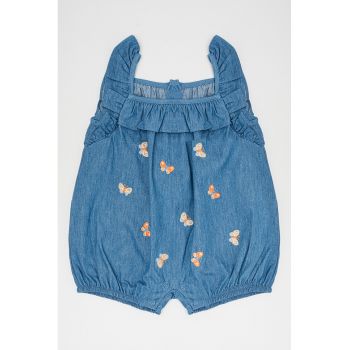 Salopeta din denim cu detalii brodate