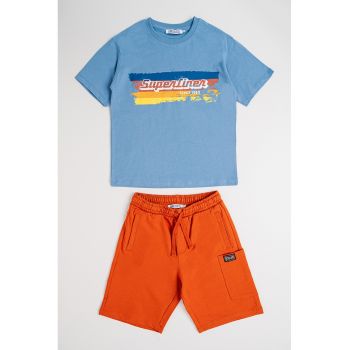 Set de pantaloni scurti si tricou de bumbac - 2 piese