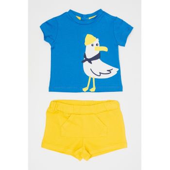 Set de pantaloni scurti si tricou de bumbac