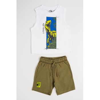 Set de top si pantaloni scurti cu imprimeu cu dinozauri