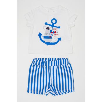 Set de tricou de bumbac si pantaloni scurti cu modele diverse