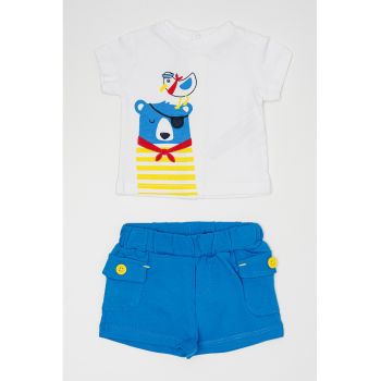 Set de tricou si pantaloni scurti cu imprimeu grafic