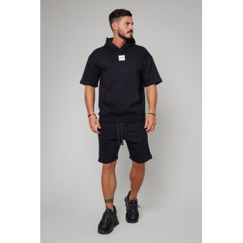 Set Malibu hanorac cu maneca scurta si pantalon scurt Black 10843