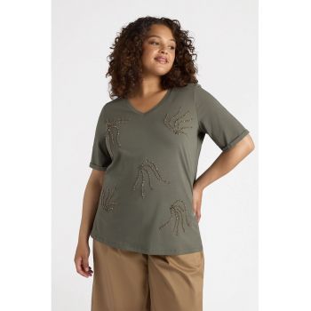 Tricou cu decolteu in V si strasuri