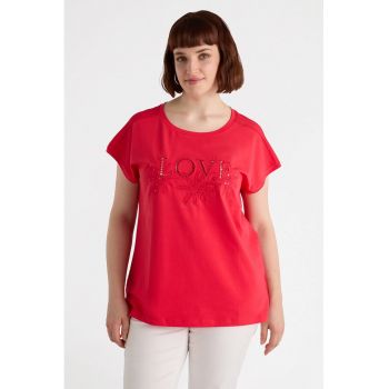 Tricou cu decolteu rotund si design cu decupaj