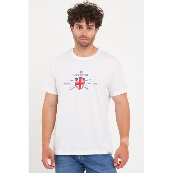 Tricou cu decolteu rotund si logo