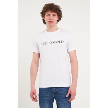 Tricou de bumbac cu decolteu la baza gatului