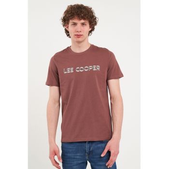 Tricou de bumbac cu decolteu la baza gatului
